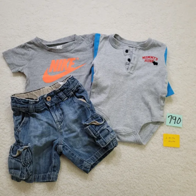 Nike Infant size 12m Gray Short Sleeve Shirt 12m Carters One Pc Baby Gap Shorts