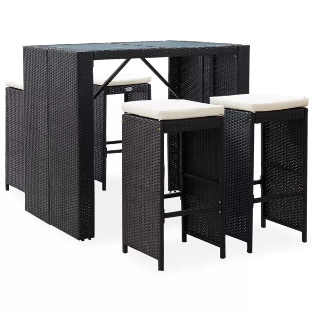 vidaXL Set da Bar da Giardino 5 pz in Polyrattan e Vetro Nero