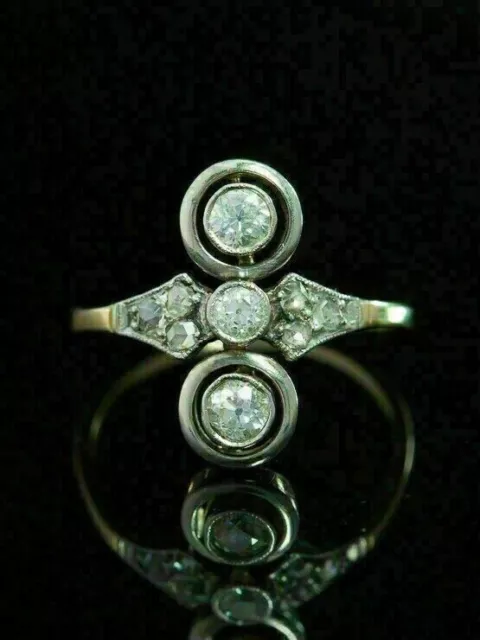 Antique Vintage 3Ct Round Cut Diamonds CZ Wedding Ring 14K Yellow Gold Plated