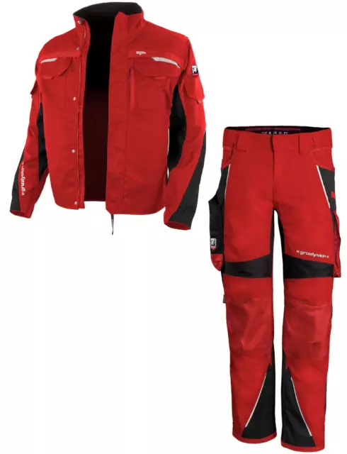 SET Arbeitshose Arbeitsjacke Grizzlyskin  Hose Jacke Rot