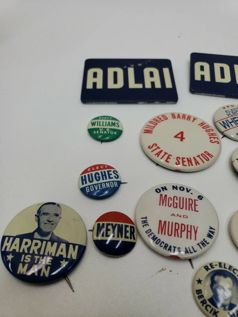 15 Politica Spille Adlai Mantenere Pete Mcguire Mc Carthy Meyner Vintage Insieme