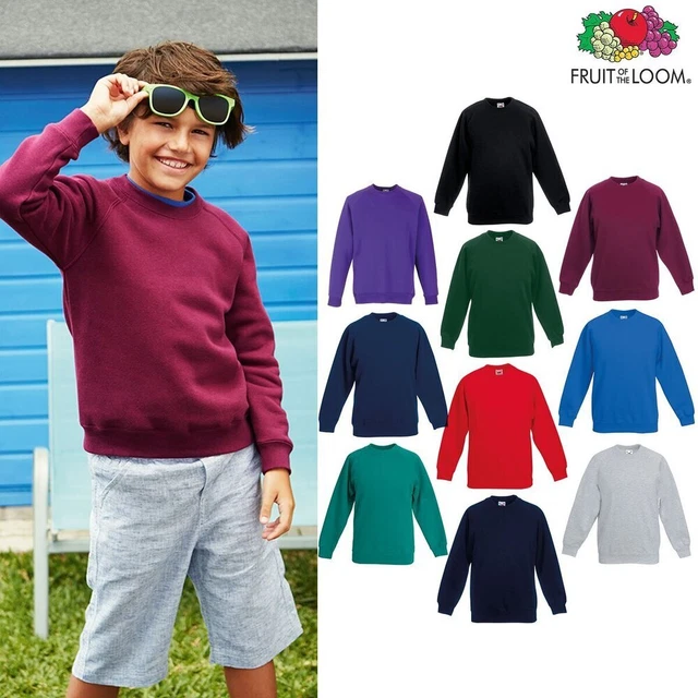 Felpa raglan classica per bambini - Fruit of The Loom Maglione ragazzi / ragazze
