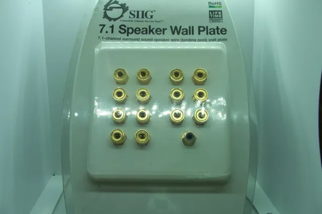 SIIG 7.1 Surround Home Theater Speaker Wall Plate Banana Binding PLATE WHITE
