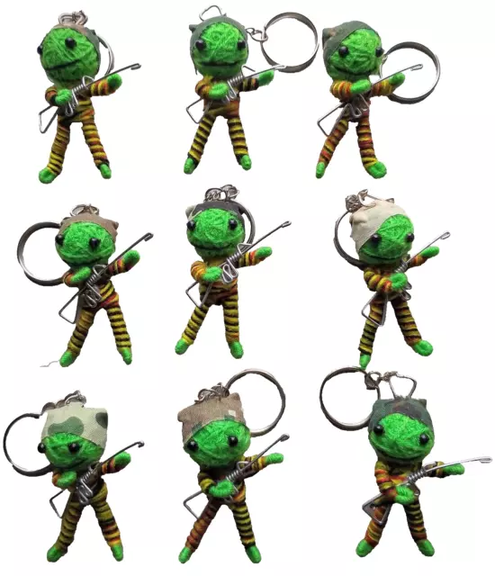 9 x Soldier Keyring Wool Voodoo Doll Wholesale Keychains Key Rings Army Military