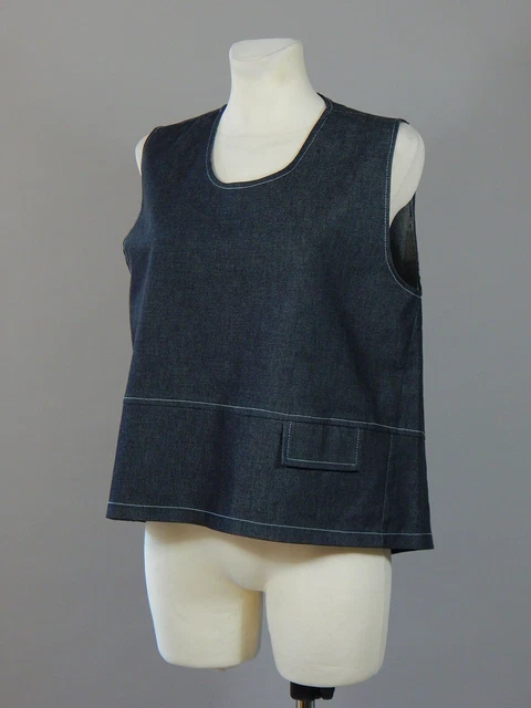 Niederberger Top boxy di manifattura francese in cotone nero denim con...