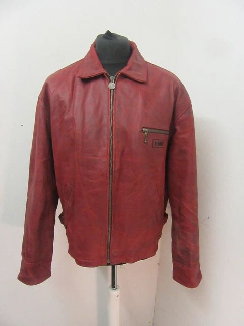 VINTAGE 80's PETROFF EMI STUDIO LEATHER HIGHWAYMAN MOTORCYCLE JACKET SIZE XL+