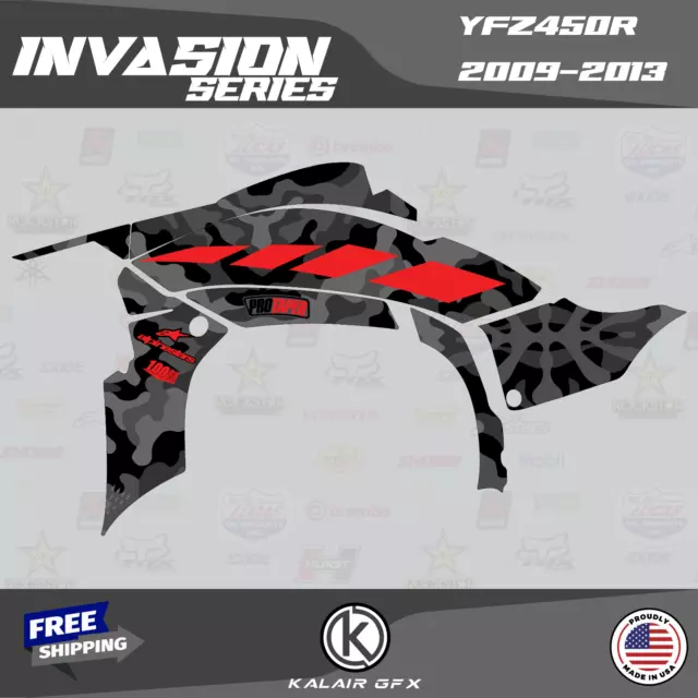 Graphics Kit for YAMAHA YFZ 450R 2009-2013 16 MIL INVASION-Red 3