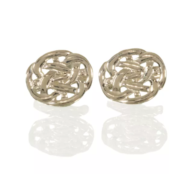 925 Sterling Silver Oval Celtic Knot Cufflinks. 925 Cuff Links.