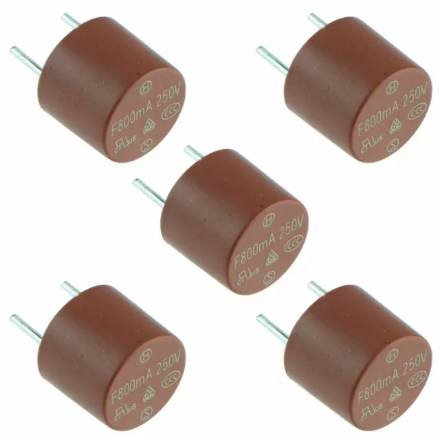 5x 5A Radial PCB Time Delay Slow Blow Circular Fuse