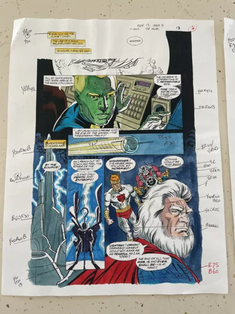 ZERO HOUR #3 ART original COLOR GUIDE LEGION VRIL DOX NEW GODS ORION LIGHTRAY
