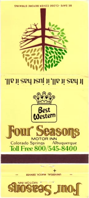 Best Western, Four Seasons Motor Inn, Colorado Springs, Vintage Matchbook Cover