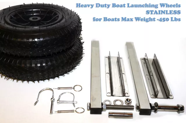 Heavy Duty Launching wheels for Inflatable aluminum Boat RIB Stainless up to 450