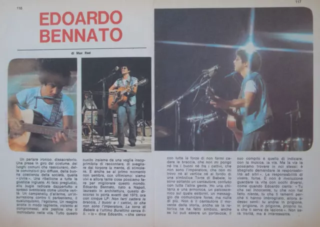 Italian Clipping Ritaglio 1977 EDOARDO BENNATO   2 PAGINE