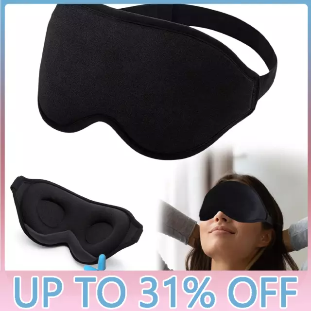 UK Soft Padded Sleep Mask 3D Eye Blackout Luxurious Eye Cover Travel Blindfold~