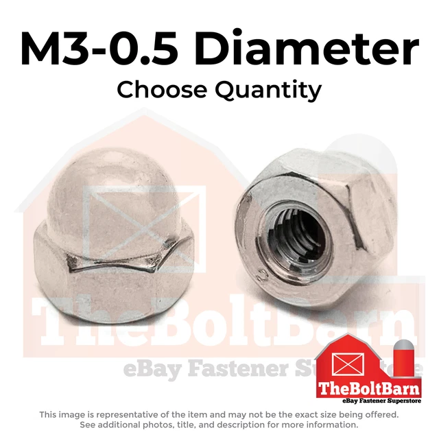 M3-0.5 Stainless Steel Acorn Nuts (Choose Qty)