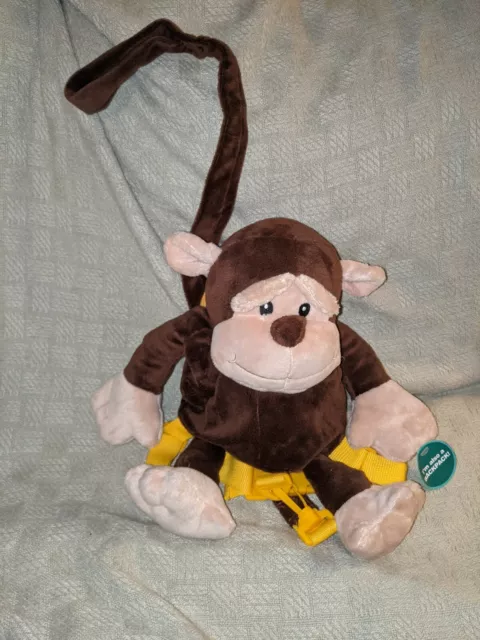 NWT Children Toddler Monkey Plush Safety Harness Backpack Walking Leash Strap