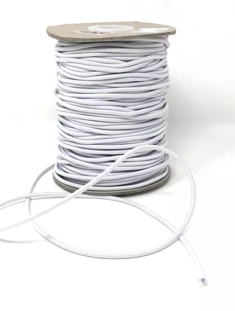 Corde Elastique / Cordon Elastique 2,5mm ou 3mm Blanc - Vendu par 5 Mètres