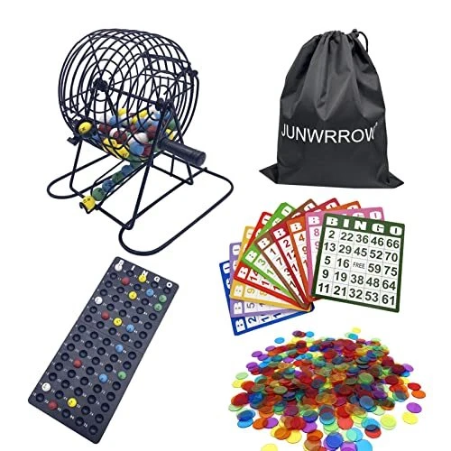 Deluxe Bingo Set- Includes 1000 Colorful Chips with a Bag,100 Mixed Cards,75