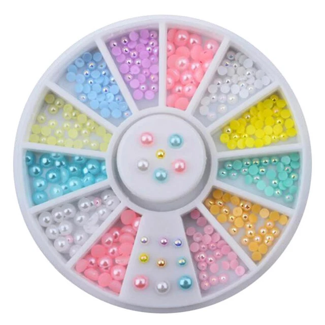 Colorful Pearls Beads Nail Art Ornament Disc DIY Manicure Decorations Wheel FS2#