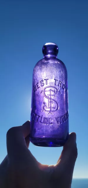 Old Amethyst Hutch☆West Troy New York Bottle☆Antique Purple Soda Bottle!