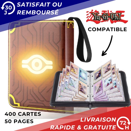Classeur Carte 50 Pages - 400 Pochettes - Album Pour Cartes à Jouer, Yu-Gi-Oh, Sport - Fermeture éclair, PU Imperméable