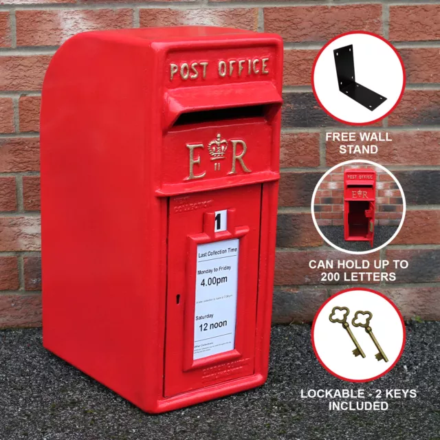 Royal Mail Postbox Cast Iron Letter Box Pillar Option on Stand/Wall Mount  ER GR