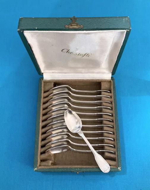 12 cuillères à moka CHRISTOFLE modèle COQUILLE VENDOME métal argenté table
