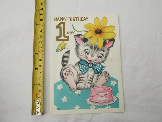 USED vintage 1960s 1st BIRTHDAY  greeting card scrapbook