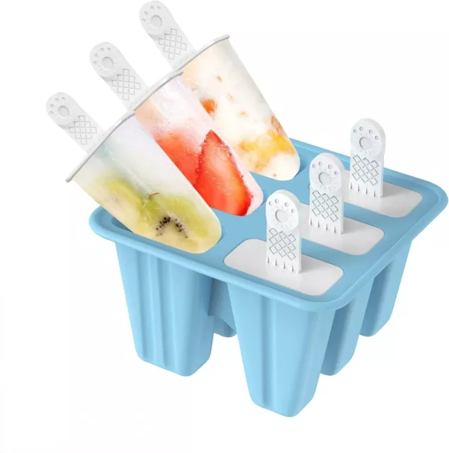 6 Freezer Silicone Popsicle Mold Reusable Easy Release Ice Pop Maker BPA Free