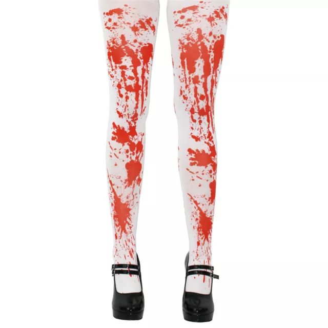 Zombie Schule Mädchen Halloween Schickkleid Set Krawatte Brille Blut Gesichtsfarbe Strumpfhosen 3