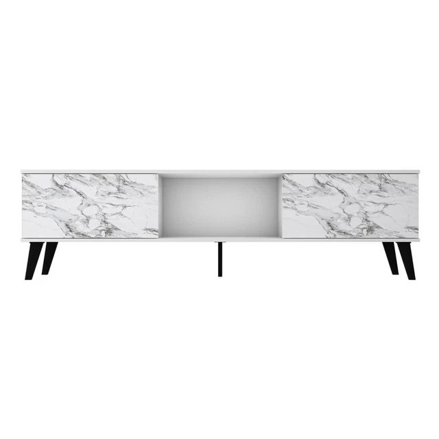Manhattan Comfort Doyers TV Stand With White And Marble Stamp Finish 176AMC208