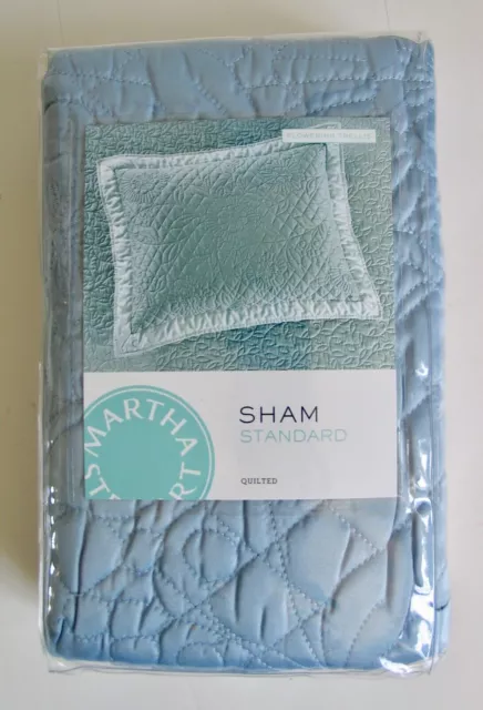 Standard Sham Pillow Case Quilted Martha Stewart Flowering Trellis Blue NWT NOS