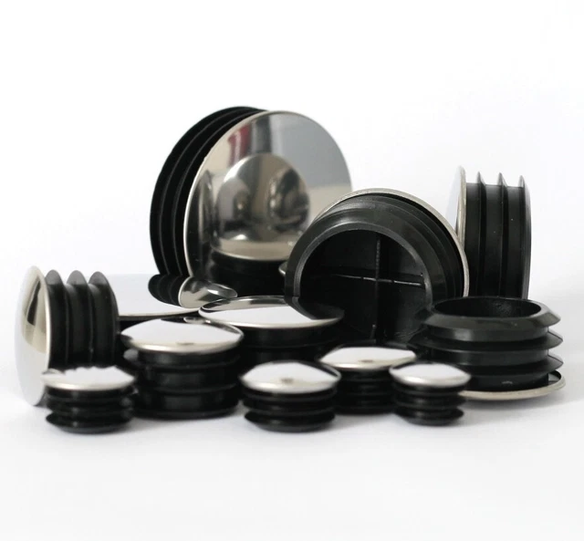 TUBE INSERTS CHROME Metal Capped Pipe Plugs Blanking Bungs End Caps