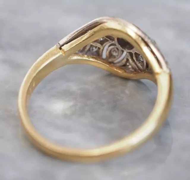 Art Deco Style Simulated Diamond Two-Tone Victorian Engagement Ring 925 Silver 3