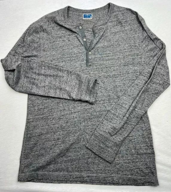 SOFT J. Crew Broken In Slim Fit Henley Shirt Long Sleeve Gray Mens Medium Size M