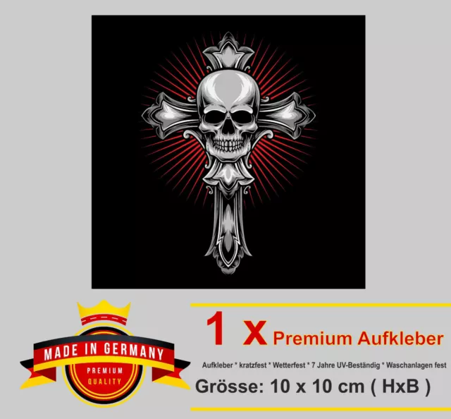 AUTO AUFKLEBER TOTENKOPF Skull Schädel gothic cross Kreuz Biker Motorrad  Sticker EUR 3,45 - PicClick DE