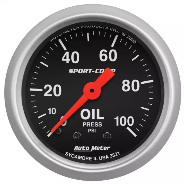 Autometer Sport Comp 2-1/16" Oil Pressure Gauge 0-100PSI Mechanical AU3321