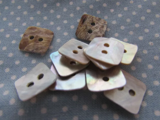 Square Buttons 10mm Mother of Pearl Shell Buttons 2 Hole MOP Buttons