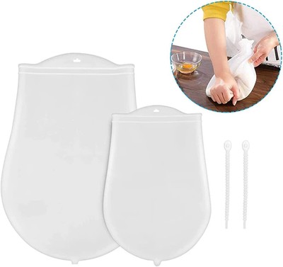 Bianco FHYT 2 pezzi Borsa Multifunzione In Silicone Per Impastare Impasti e Impasti Pastry Bag Accessori Da Cucina In Morbido 