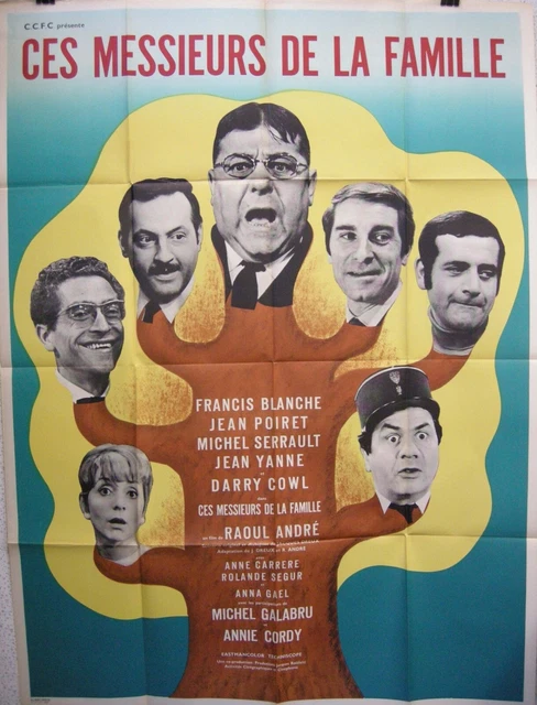 Affiche CES MESSIEURS DE LA FAMILLE. 120x160 cms. Blanche, Serrault, Cordy,