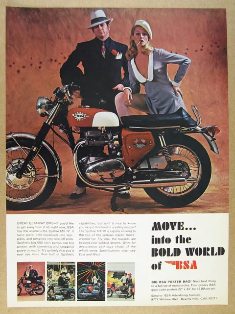 1968 BSA Spitfire Mk IV 650 motorcycle color photo vintage print Ad