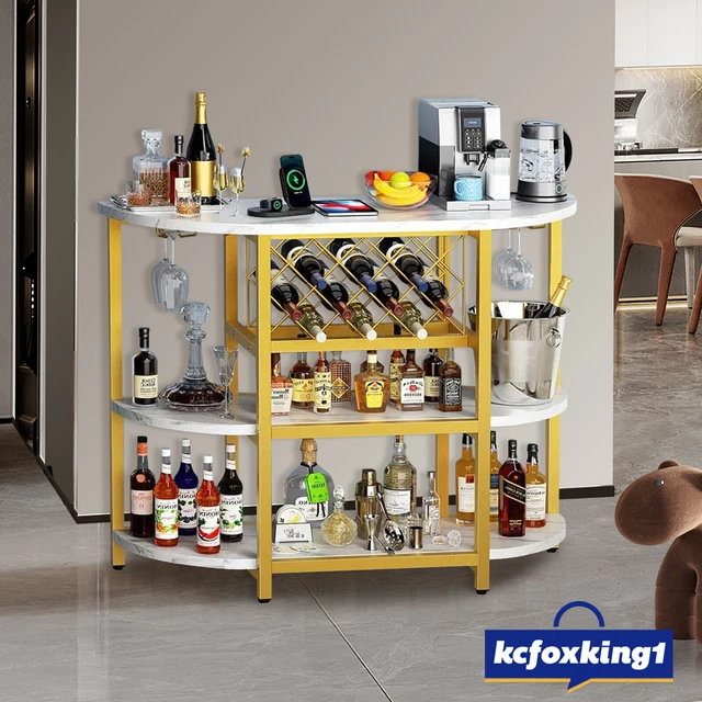 COFFEE BAR Console Table Wine Rack Serving Drinks with LED