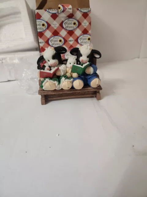 Vtg New Old Stock Mary's Moo Moos Enesco 372390l Mantle Family In Pew church Box