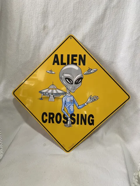Alien Crossing Sign 12x12” Aluminum Spaceships