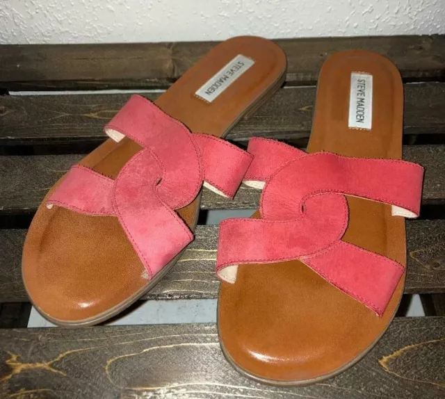 Steve Madden Red Havana Style Slip On Sandals Women's Size 9.5