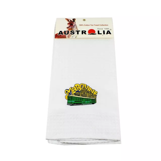 Tea Towel Melbourne Green Tram Australia Cotton Australian Kitchen Souvenir