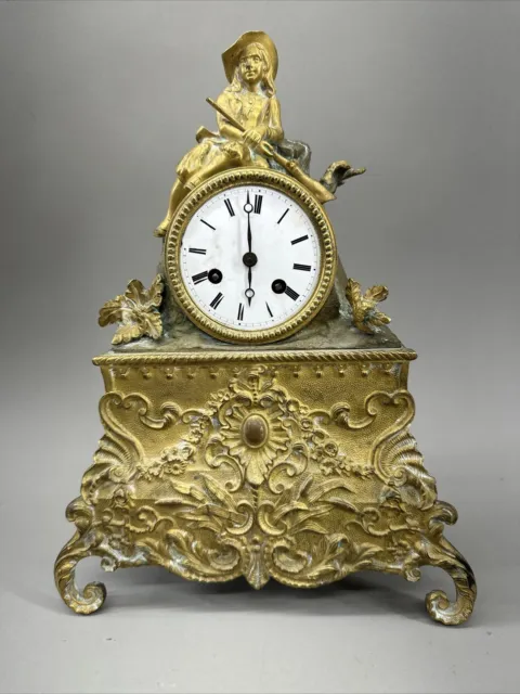French Empire Mantel Clock Bronze Ormolu Case  Striking Bell Stamped Japy Freres 2