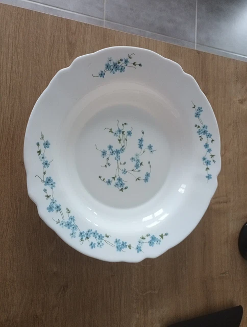 Grand Plat Rond Creux Arcopal Vintage – Motif MYOSOTIS VERONICA – Multicouleur