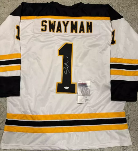Jeremy Swayman Boston Bruins Autographed Signed White Style Jersey XL coa-JSA