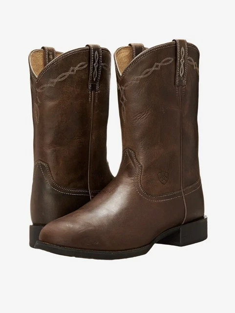 Ariat Brown Leather Roper Cowboy Western Boots Womens Size 10.5 D Pull On  Rodeo